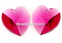 Swarovski, pandantiv inima, fuchsia, 18mm - x1