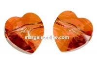 Swarovski, margele inima, crystal copper, 10mm - x2