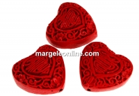 Margele cinnabar compozit, inima, , 25x23mm - x4