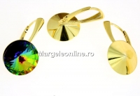 Baza cercei argint 925 placat cu aur, rivoli 14mm - x1per