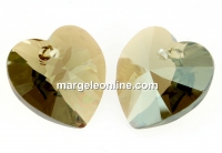 Swarovski, pandantiv inima, bl. diamond-gold shadow, 14mm - x2