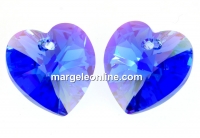 Swarovski, pandantiv inima, sapphire AB, 10mm - x2