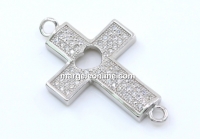 Link cruce cu cristale, argint 925 placat cu rodiu, 28x17mm - x1