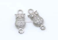 Link bufnita cu cristale, argint 925 placat cu rodiu,  16x6mm - x1