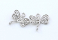 Link libelula cu cristale, argint 925 placat cu rodiu, 12x12mm - x1
