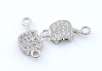 Link mar cu cristale, argint 925 placat cu rodiu, 14x6.5mm - x1