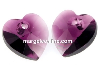 Swarovski, pandantiv inima, amethyst blend, 14mm - x2