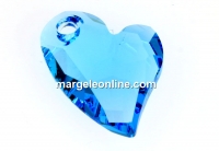 Swarovski, pandantiv inima Devoted 2 U, aquamarine, 17mm - x1