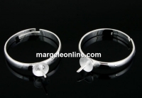 Ring base, 925 silver, pin & tray cup 5.5mm, adjustable, - x1