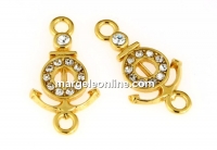 Link timona si ancora cu cristale, argint 925 placat cu aur, 20mm - x1