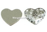 Swarovski, cabochon inima, silver patina, 14mm - x1