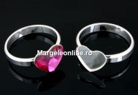 Baza inel argint 925, cabochon inima 10mm, interior 17.3mm - x1
