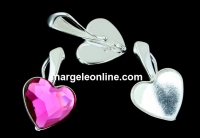 Baza pandantiv argint 925, cabochon inima 10mm - x1