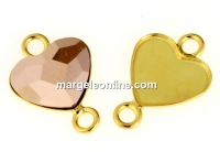 Baza link argint 925 placat cu aur, cabochon inima 10mm - x1
