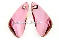 Swarovski, pandantiv aripa, antique pink, 23mm - x1