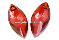 Swarovski, pandantiv navette, red magma, 30mm - x1