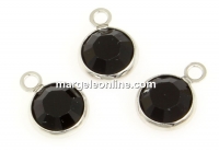 Swarovski, charm pl. cu rodiu, disc, jet, 9.5mm - x4