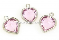 Swarovski, rhodium-plated pendant, heart, light amethyst, 15mm - x2