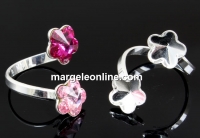 Baza inel argint 925, 2 flori Swarovski 10-10mm - x1