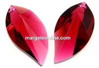 Swarovski, pandantiv frunza, bordeaux, 40mm - x1