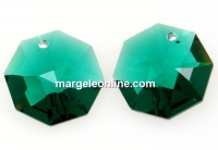 Swarovski, pandantiv octogon, emerald, 14mm - x1