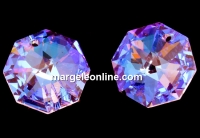 Swarovski, pandantiv octogon, rosaline blue AB, 14mm - x1