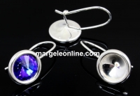 Baza cercei cu bordura, argint 925, rivoli Swarovski 8mm - x1per