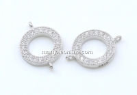 Link disc cu cristale argint 925 rodiat, 13mm - x1