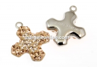 Swarovski, pand. pave placat cu rodiu, cruce, silk, 14mm - x1