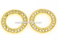 Accesoriu cu cristale, disc, argint 925 placat cu aur, 14mm - x1