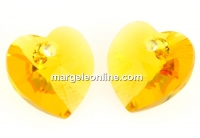 Swarovski, pandantiv inima, sunflower, 14mm - x2