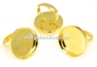 Baza inel reglabil argint 925 placat cu aur, cabochon 20mm - x1
