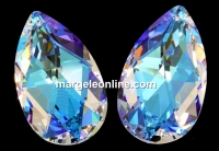 Swarovski, drop pendant, blue aurora borealis, 16mm - x1