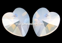 Swarovski, pandantiv inima, white opal moonlight, 14mm - x2