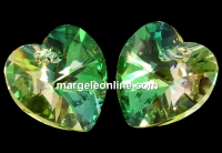 Swarovski, pandantiv inima, luminous green, 14mm - x2