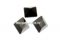 Swarovski, fancy chaton square, jet hematite, 3mm - x10