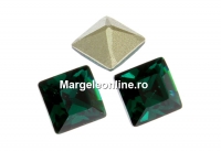 Swarovski, fancy chaton square, emerald, 6mm - x6