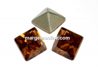 Swarovski, fancy chaton Square, light smoked topaz, 6mm - x6