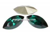Swarovski navette, fancy chaton, emerald, 15mm - x2