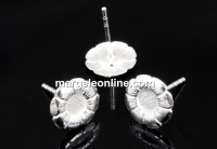 Tortite argint 925 floare 9mm cu tija pt Swarovski rhinestone 3-4mm - x1per