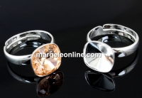 Baza inel patrat reglabil argint 925 pt Swarovski 4470 de 10mm - x1