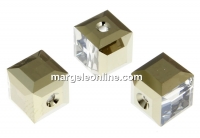 Swarovski, margele cub, metal light gold, 8mm - x1