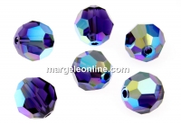 Swarovski, margele rotund fatetat, purple velvet AB, 8mm - x2