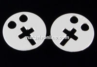 Link, cross coin, 925 silver, 12mm  - x1