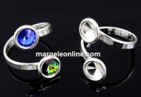 Baza inel cu bordura, argint 925, 2 rivoli Swarovski, 6-6mm - x1