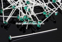Ace cu cu cap cristal Swarovski, emerald, argint 925, 40mm - x1