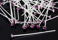 Ace cu cu cap cristal Swarovski, amethyst, argint 925, 40mm - x1