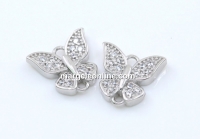 Link fluture cu cristale, argint 925 placat cu rodiu, 9mm - x1