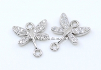 Link libelula cu cristale, argint 925 placat cu rodiu, 12.5mm - x1
