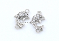 Link delfin cu cristale, argint 925 placat cu rodiu, 10mm - x1